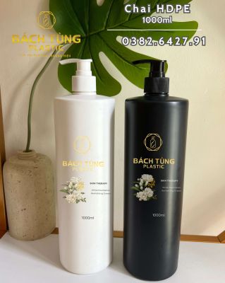 CHAI HDPE DÁNG TRÒN DÀI 1000ML – MÀU TRẮNG & ĐEN – CỔ FI28