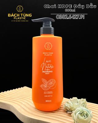 CHAI HDPE 800ML DÁNG BẦU – MÀU CAM NỔI BẬT