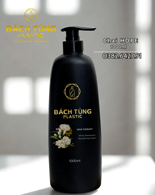 CHAI NHỰA HDPE ĐÁY BẦU 1000ML – MÀU ĐEN