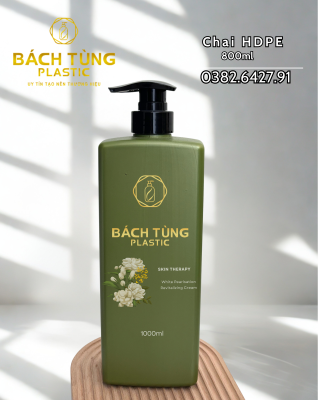 CHAI NHỰA HDPE DÁNG VUÔNG 800ML – MÀU XANH LÁ