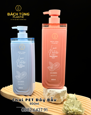 CHAI PET 800ML DÁNG BẦU – MÀU HỒNG & XANH PASTEL