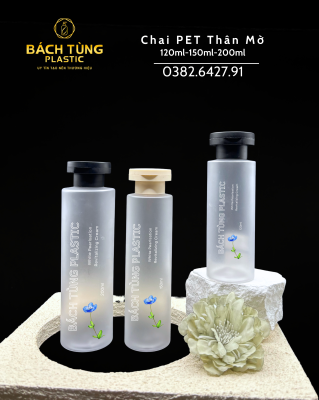 CHAI PET THÂN MỜ – PHỐI NẮP BẬT TRẮNG / ĐEN / BE MỜ
