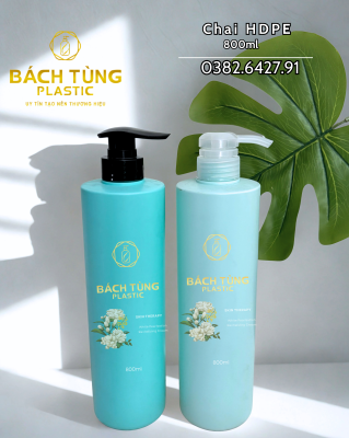 CHAI NHỰA HDPE 800ML – DÁNG TRÒN DÀI | MÀU XANH DƯƠNG NHẠT & XANH DƯƠNG ĐẬM