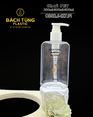 Chai PET Vuông Trắng Trong 200ml – 300ml – 500ml 