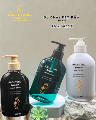 Chai PET 300ml – Xanh Ngọc | Trắng Sứ | Nâu
