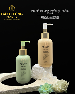 CHAI HDPE 200ML DÁNG TRÒN – CỔ FI28 – MÀU XANH & MÀU BE