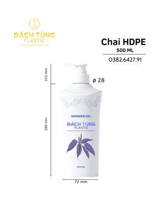 Chai HDPE 500 ml BÁCH TÙNG Plastic – Dòng Sữa Tắm Cao Cấp