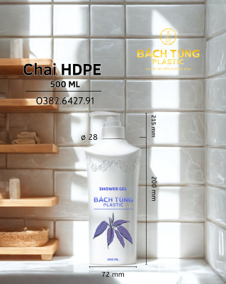 Chai HDPE 500 ml BÁCH TÙNG Plastic – Dòng Sữa Tắm Cao Cấp