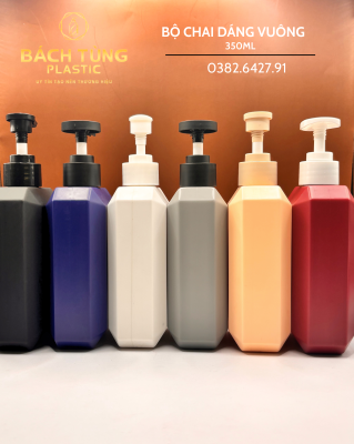 Chai HDPE Dáng Vuông - 350ml - Nhiều Màu