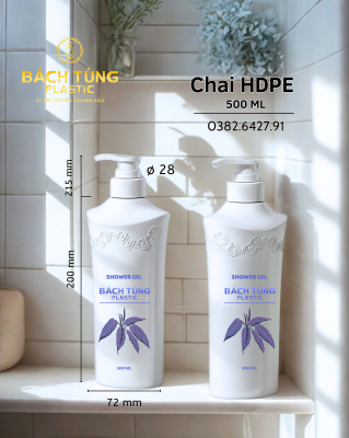 Chai HDPE 500 ml BÁCH TÙNG Plastic – Dòng Sữa Tắm Cao Cấp