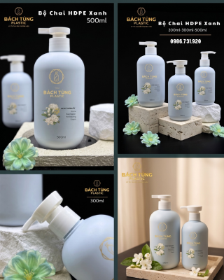 BỘ CHAI HDPE MÀU BABY BLUE – 200ML | 300ML | 500ML | CỔ FI28