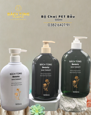 Chai PET Dáng Bầu 500ml – Trắng Sứ | Nâu | Xanh Trong