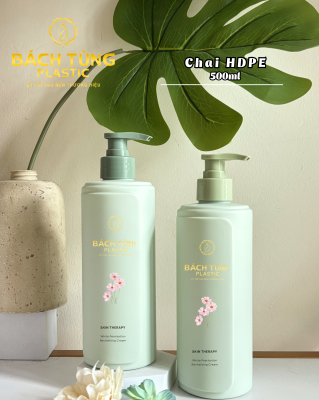 CHAI HDPE 500ML SỌC THÂN – MÀU XANH MINT TƯƠI MÁT