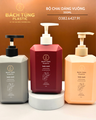 Chai HDPE Dáng Vuông - 350ml - Nhiều Màu