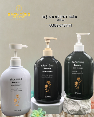 Chai PET Dáng Bầu 500ml – Trắng Sứ | Nâu | Xanh Trong