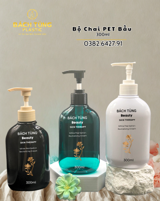 Chai PET 300ml – Xanh Ngọc | Trắng Sứ | Nâu