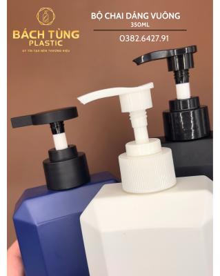Chai HDPE Dáng Vuông - 350ml - Nhiều Màu