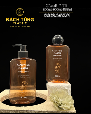 Chai PET Vuông Màu Nâu 200ml – 300ml – 500ml