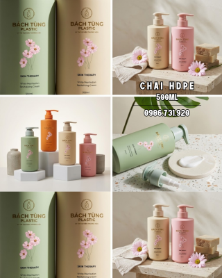 CHAI HDPE DÁNG TRÒN 500ML – 4 MÀU HỒNG, CAM, XANH LÁ, BE