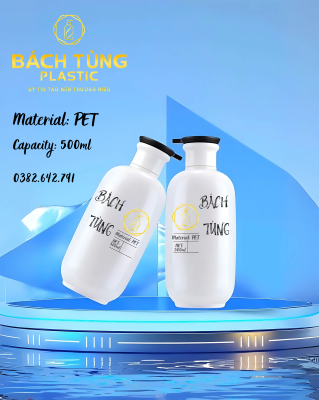 Chai Nhựa PET 500ml Có Vòi Nhấn – Dùng Cho Mỹ Phẩm, Dung Dịch Vệ Sinh, Thực Phẩm Lỏng