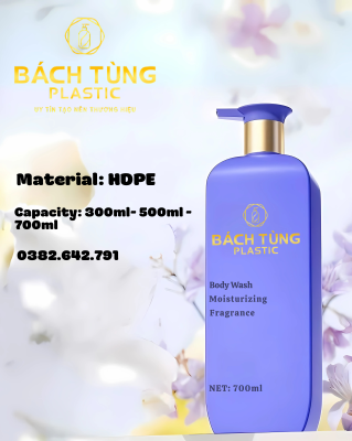 Chai Nhựa HDPE 300ml 500ml 700ml Có Vòi Nhấn Mạ Vàng