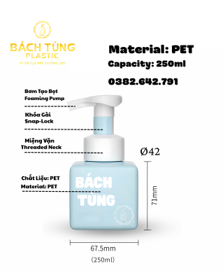 Chai PET 250ml - Vòi tạo bọt