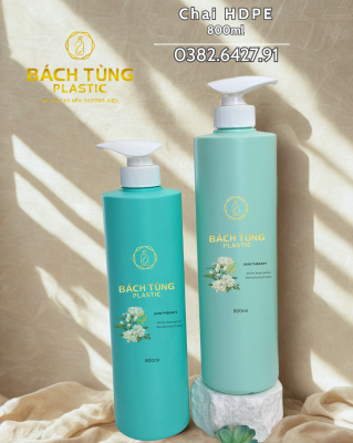 CHAI HDPE 800ML – DÁNG TRÒN DÀI – MÀU XANH DA TRỜI ĐẬM / NHẠT