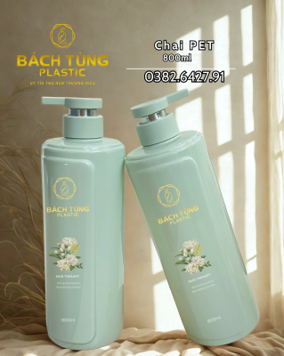 CHAI PET 800ML MÀU XANH MINT – KẾT HỢP NẮP FI33 MÀU XANH