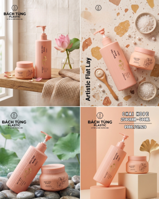 BỘ CHAI – HŨ GỘI XẢ DÁNG TRÒN THÂN SỌC