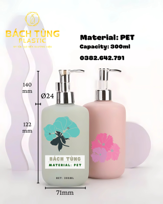 Chai Nhựa PET 300ml Có Vòi Nhấn Mạ Chrome