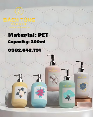 Chai Nhựa PET 300ml Có Vòi Nhấn Mạ Chrome