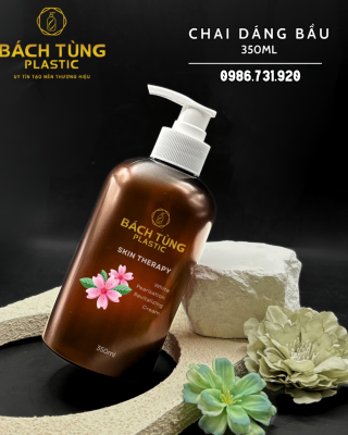 Chai PET - Dáng Bầu - 350ml - Màu Nâu Hổ Phách