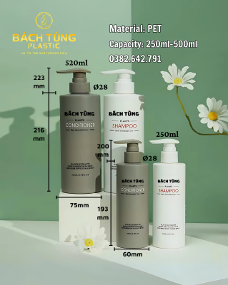 Chai Nhựa PET Dầu Gội & Dầu Xả (250 ml & 520 ml)