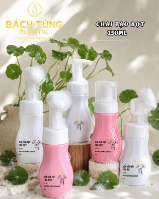 CHAI PET TẠO BỌT 150ML ĐÁY BẦU HỒNG – TRẮNG NHÀ