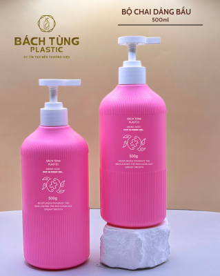hai HDPE Sọc 2 Đầu 500ml – Màu Hồng & Xanh Mint