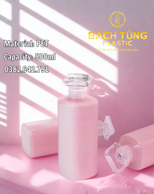 Chai Nhựa PET 500ml Hồng Pastel
