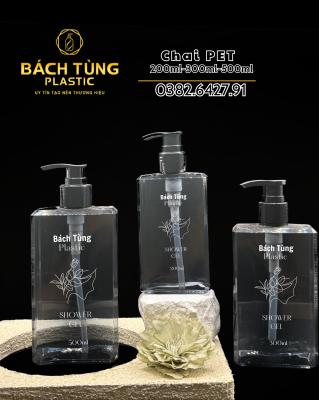 CHAI PET DÁNG VUÔNG MÀU ĐEN TRONG – 200ML | 300ML | 500ML