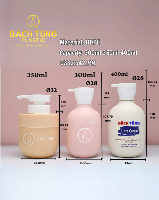 Bộ Chai Nhựa HDPE 300 ml, 350 ml & 400 ml