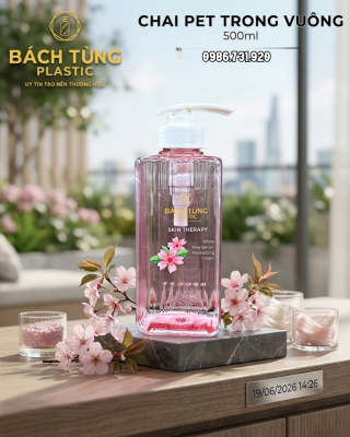Chai Dáng Vuông Trong Suốt 500ml