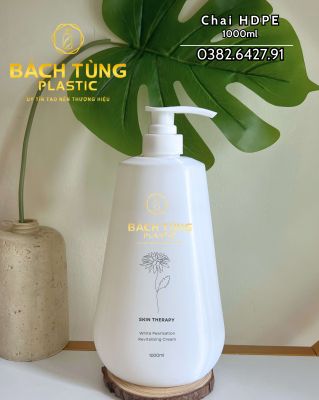 CHAI HDPE DÁNG BẦU 1000ML – MÀU TRẮNG SỨ