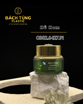 Hũ Kem Thủy Tinh Xanh Nắp Vàng
