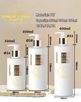 Bộ 3 Chai Nhựa PET 350 ml / 500 ml / 600 ml