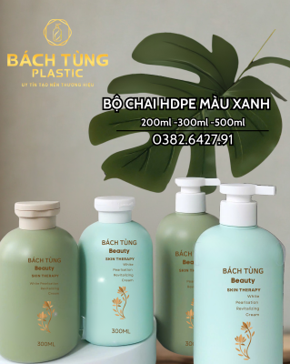 Bộ Chai HDPE - 300ml - 500ml - màu Xanh Lá & Xanh Ngọc
