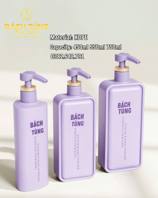 Bộ 3 Chai Nhựa HDPE 450 ml | 550 ml | 750 ml Có Vòi Nhấn
