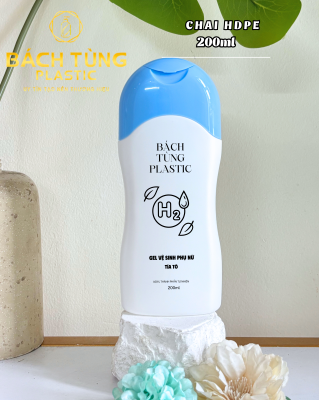 CHAI HDPE DÁNG BẦU 200ML NẮP XANH DƯƠNG – THÂN TRẮNG