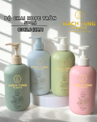 Chai HDPE Dáng Tròn - 500ml - Nhiều Màu - 1 lớp | 2 lớp phủ nhung