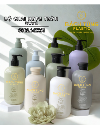 Chai HDPE Dáng Tròn - 500ml - Nhiều Màu - 1 lớp | 2 lớp phủ nhung