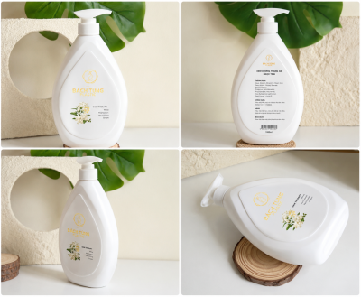 Chai HDPE Dáng Bầu 1000ml – Màu Trắng Sữa, Thân Hình Giọt Nước, Nắp Nhấn FI33 Trắng