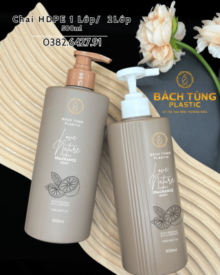 Chai HDPE Dáng Tròn Màu Nâu 500ml – 1 lớp / 2 lớp