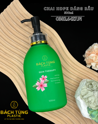 Chai HDPE Dáng Bầu 500ml – Màu Xanh